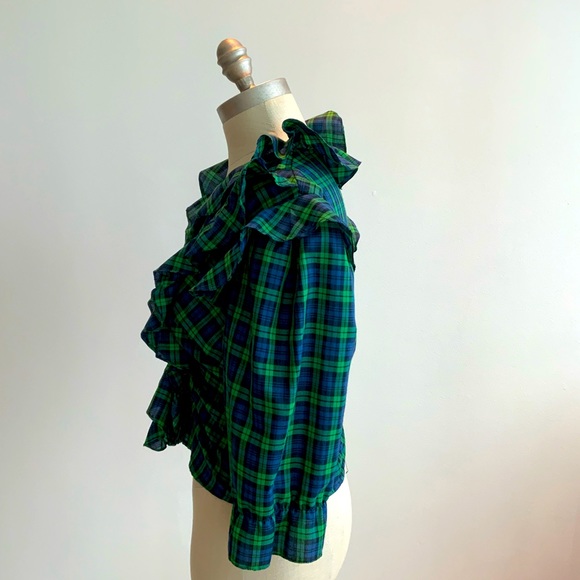 Vintage Flattering Ruffled Wrap Cotton Top Sz 8 - Picture 5 of 7